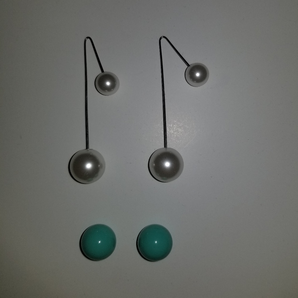 Nwot Unique Abstract Interchangeable Ball Earrings - image 1